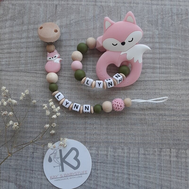 Set Fuchs rosa/olivgrün