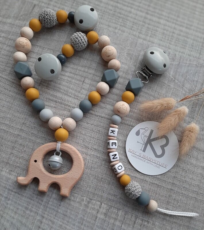 Set Elefant senf/grau