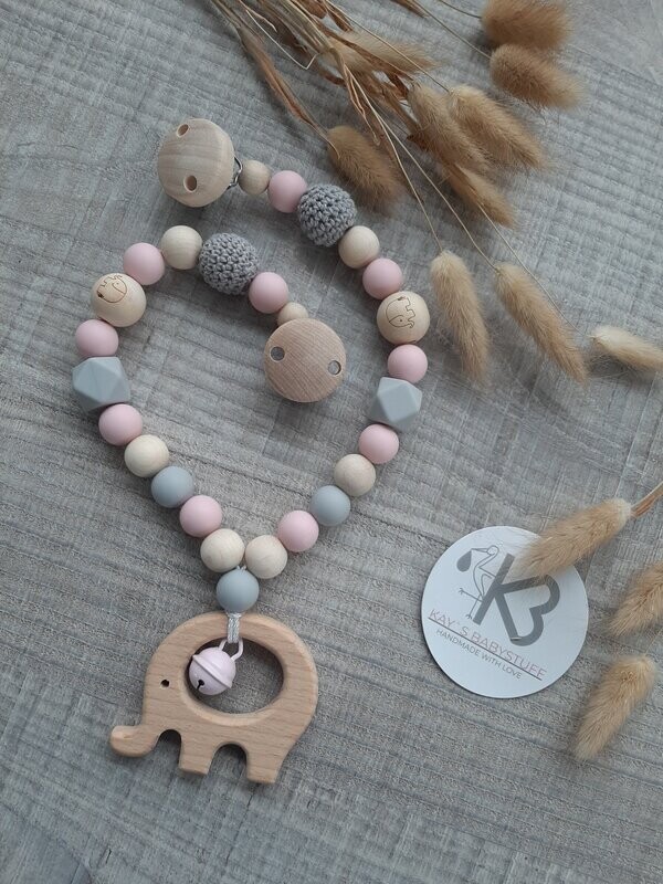 Kinderwagenkette Elefant rosa