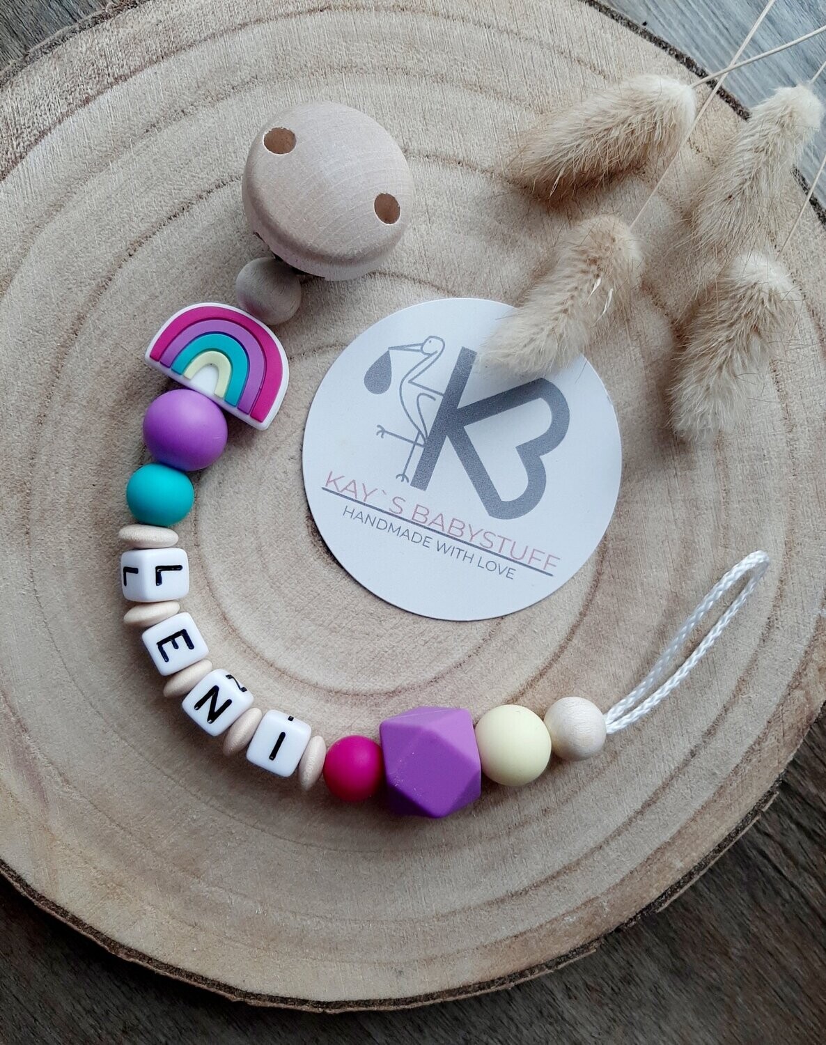 Schnullerkette Regenbogen lila