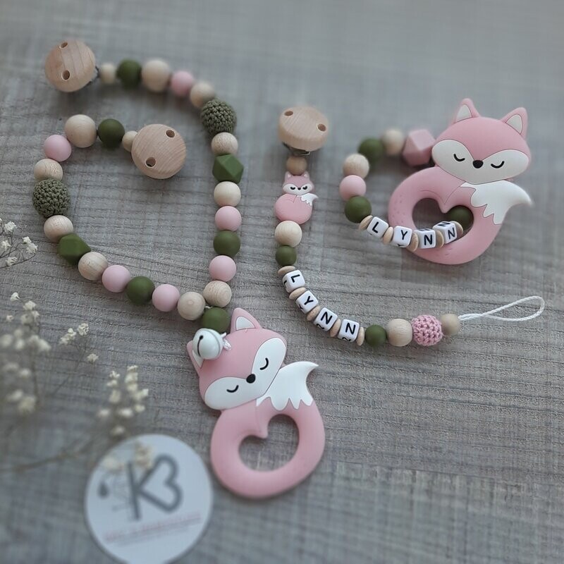 Set Fuchs rosa olivgrün