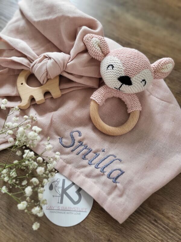 Babyset Spucktuch mit Rassel