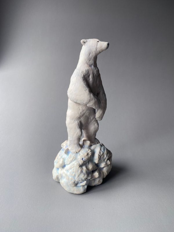 Upright stoneware polar bear