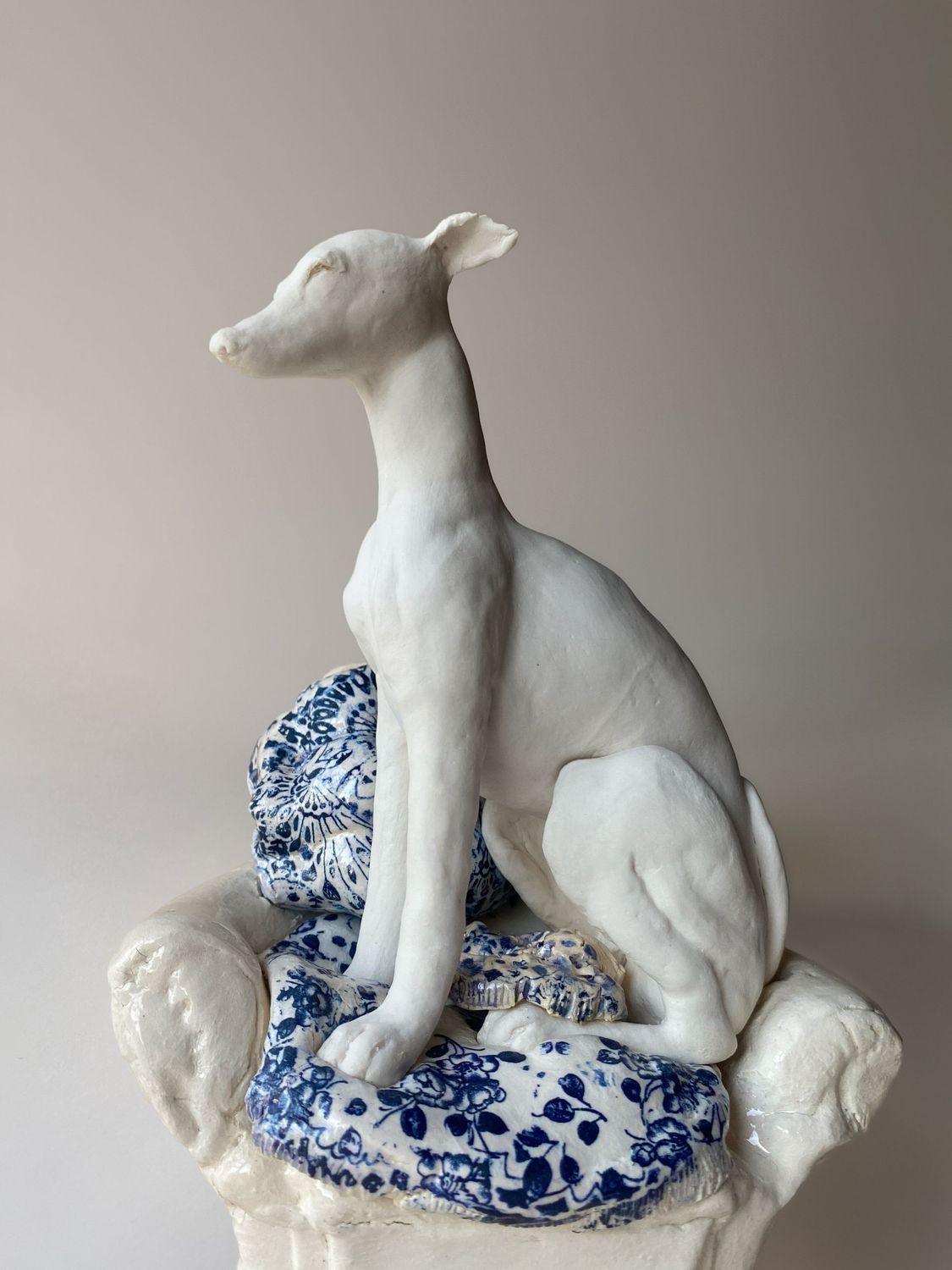 porcelain hound on chair