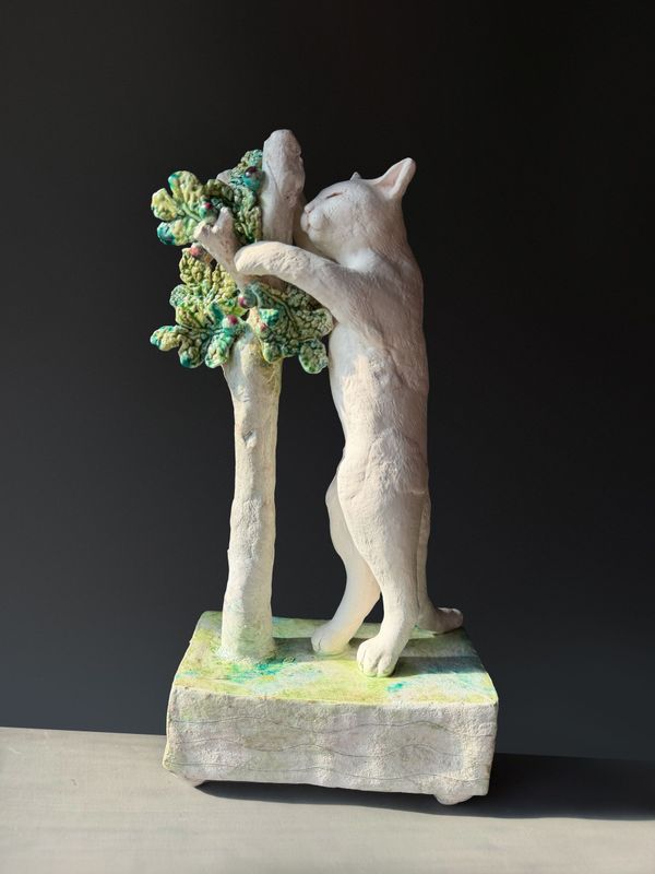 white cat with fig tree white cat with fig tree