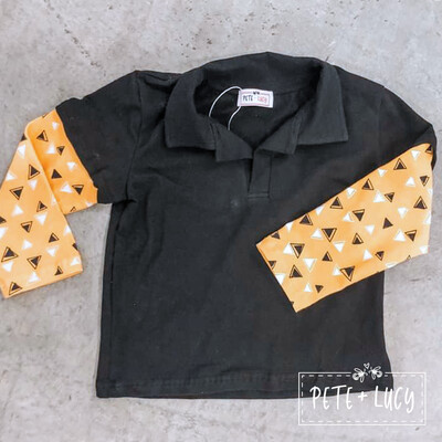 Boy's Black n Yellow Triangle Polo shirt