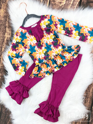 Retro Flowers Pant Set by Pete + Lucy