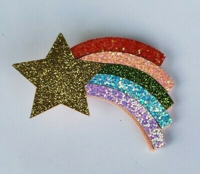 Glitter Rainbow Starburst Clip