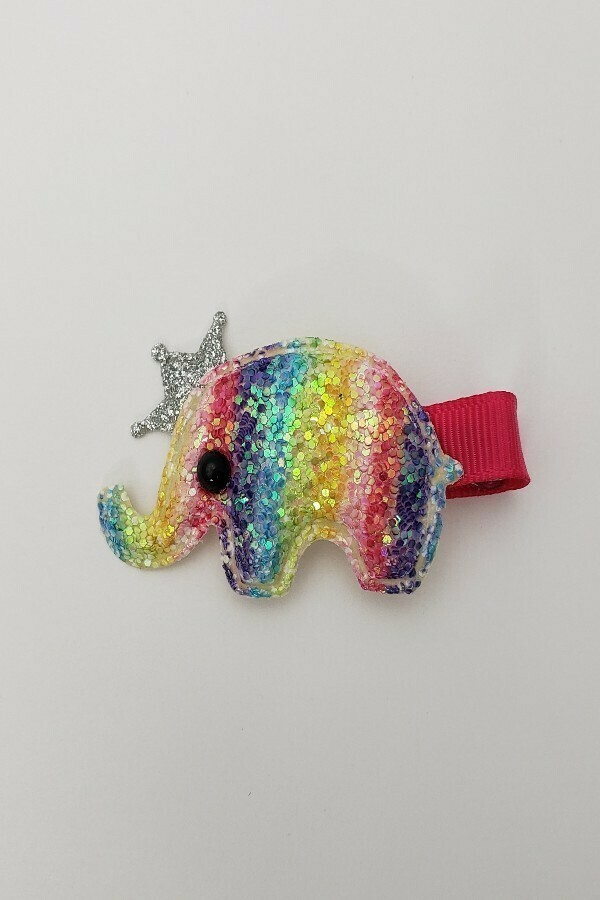 Rainbow Elephant Glitter Clip