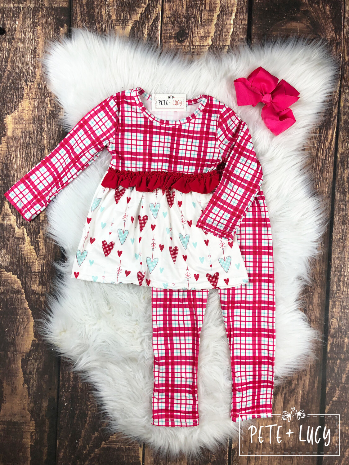 Hearts & Plaid Pant Set by Pete + Lucy