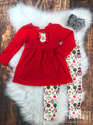 Red & Squirrel Pant Set by Pete + Lucy