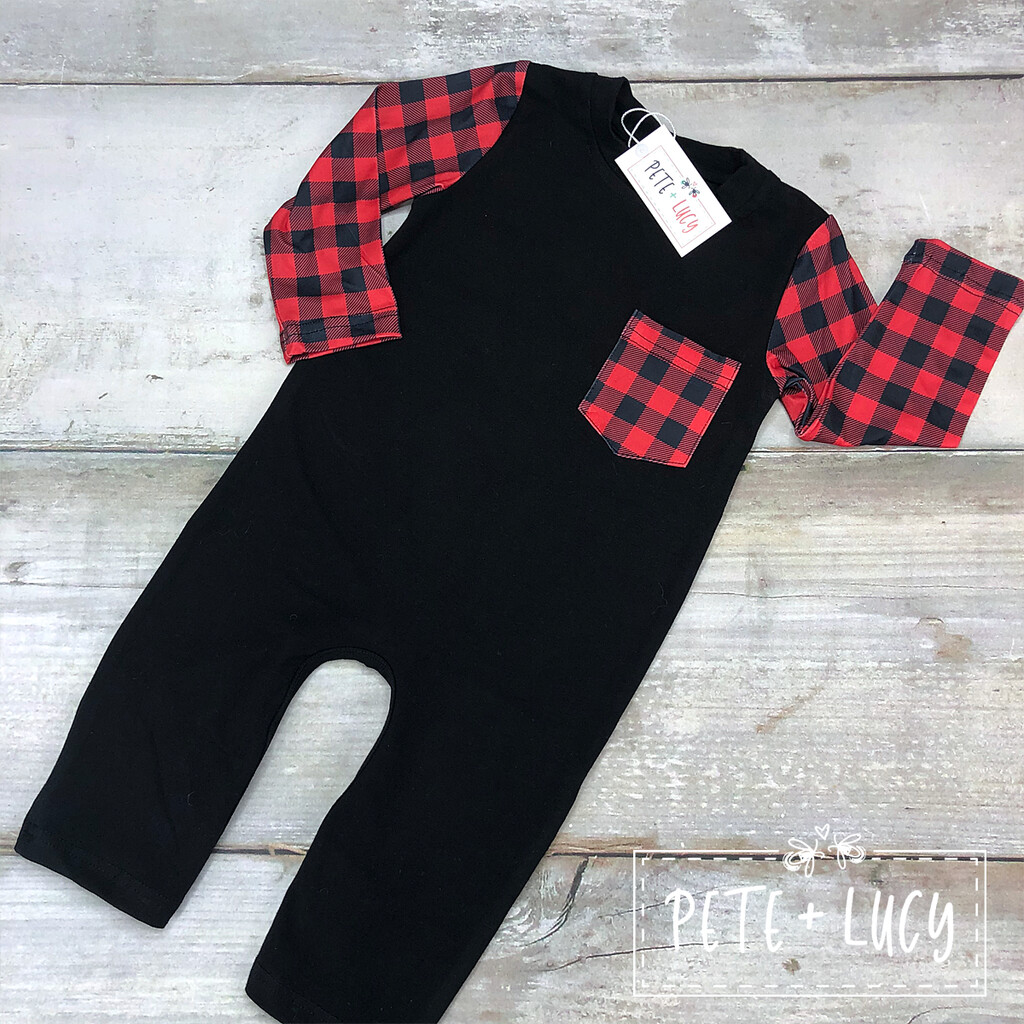 Buffalo Plaid Boys Infant Romper by Pete + Lucy
