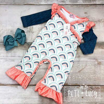 Boho Rainbow Ruffles Infant Romper by Pete + Lucy