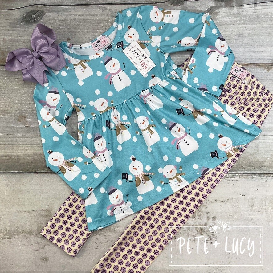Sweet Snowman Pant Set by Pete + Lucy