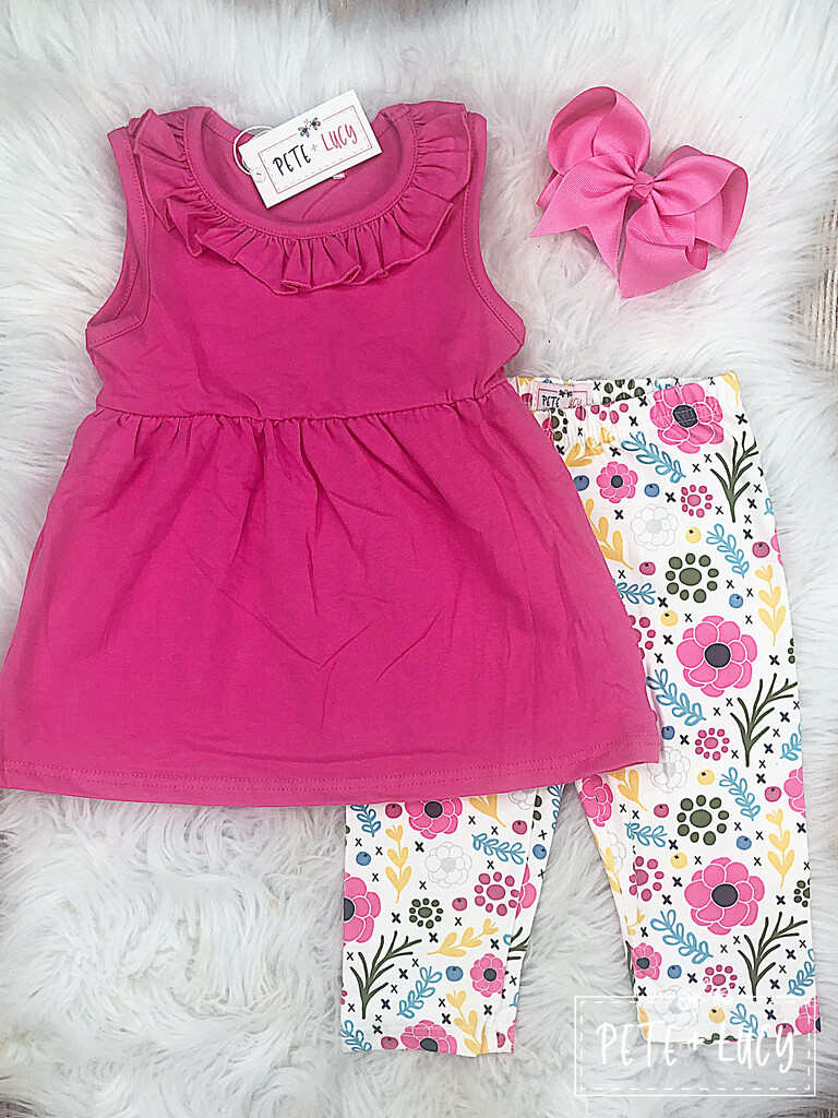 Pink Flowers Capri Set by Pete + Lucy