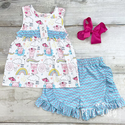 Piggy Party Shorts Set by Pete + Lucy
