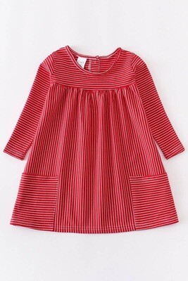 Red stripe pocket dress