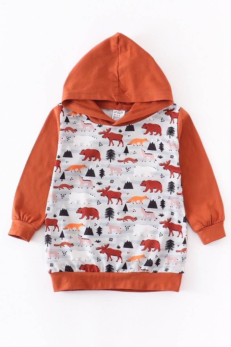 Moose bear print boy hoodie