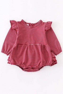 Red stripe ruffle baby romper bodysuit