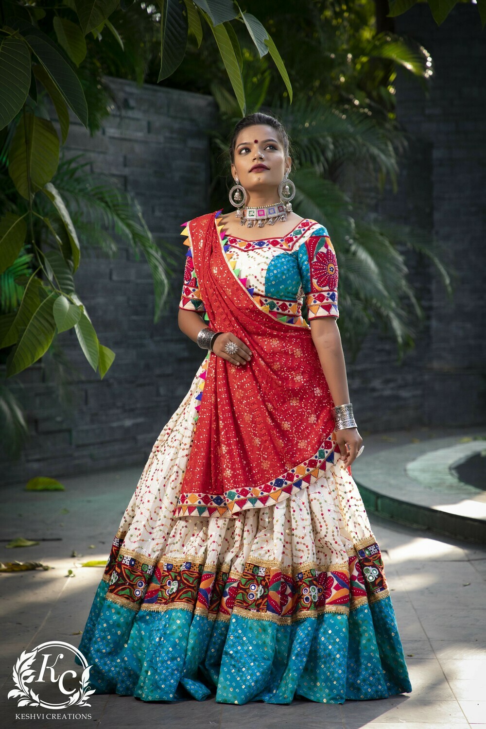 Fabulous White and Red Chaniya Choli