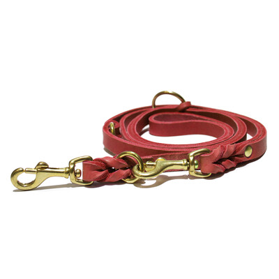 VERSTELLBARE HUNDELEINE AUS FETTLEDER ROT