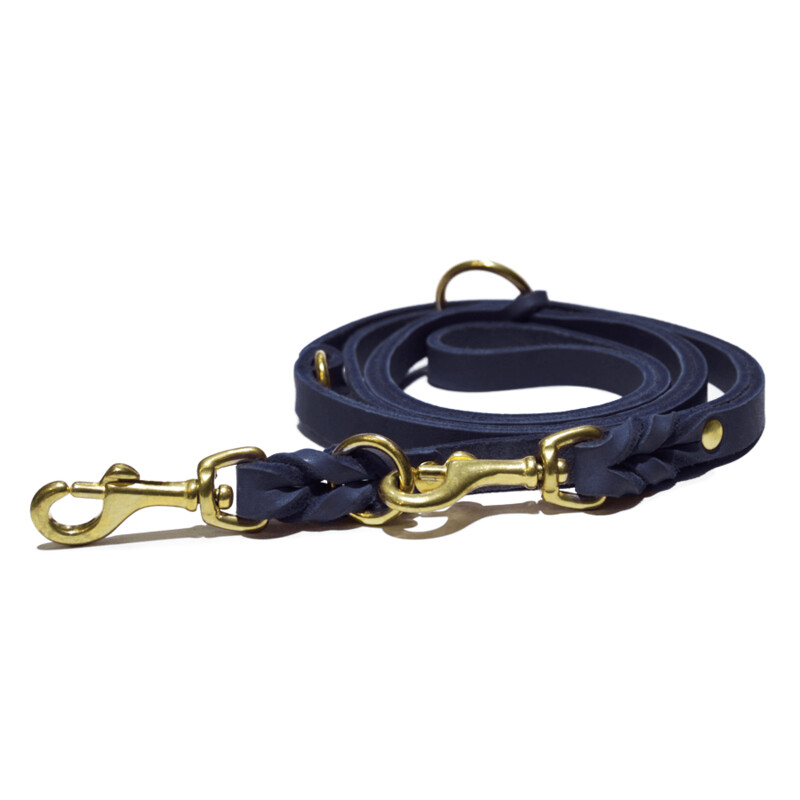 VERSTELLBARE HUNDELEINE AUS FETTLEDER NAVYBLAU