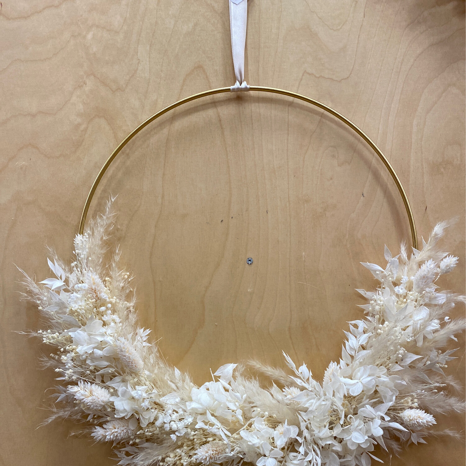 Loop, Trockenblumen Creme-weiß, 30cm Durchmesser 