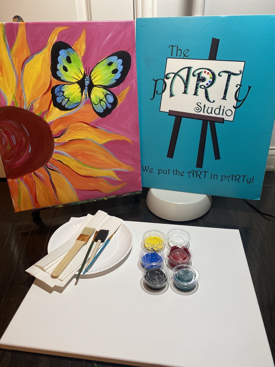 Sunflower & Butterfly 16x20 Canvas & Paint Kit