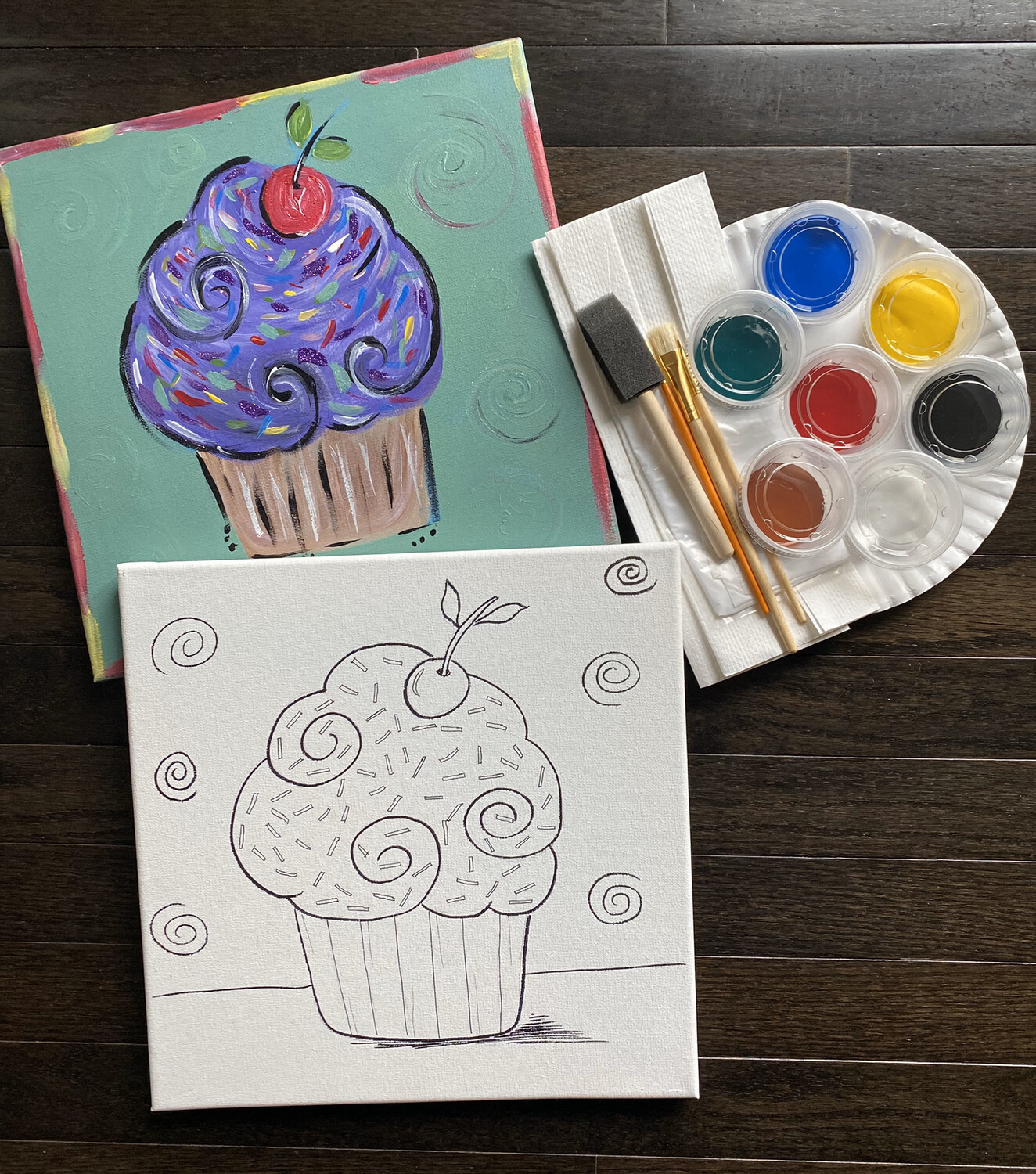 Cupcake At Home Art Kit 12x12 canvas Cupcake At Home Art Kit 12x12 canvas