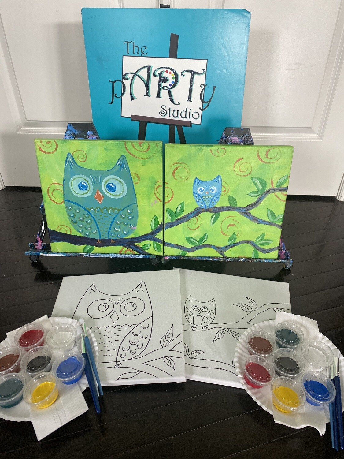 Mama & Baby Owl - At Home Art Kits 
2 - 12x12 Canvases
