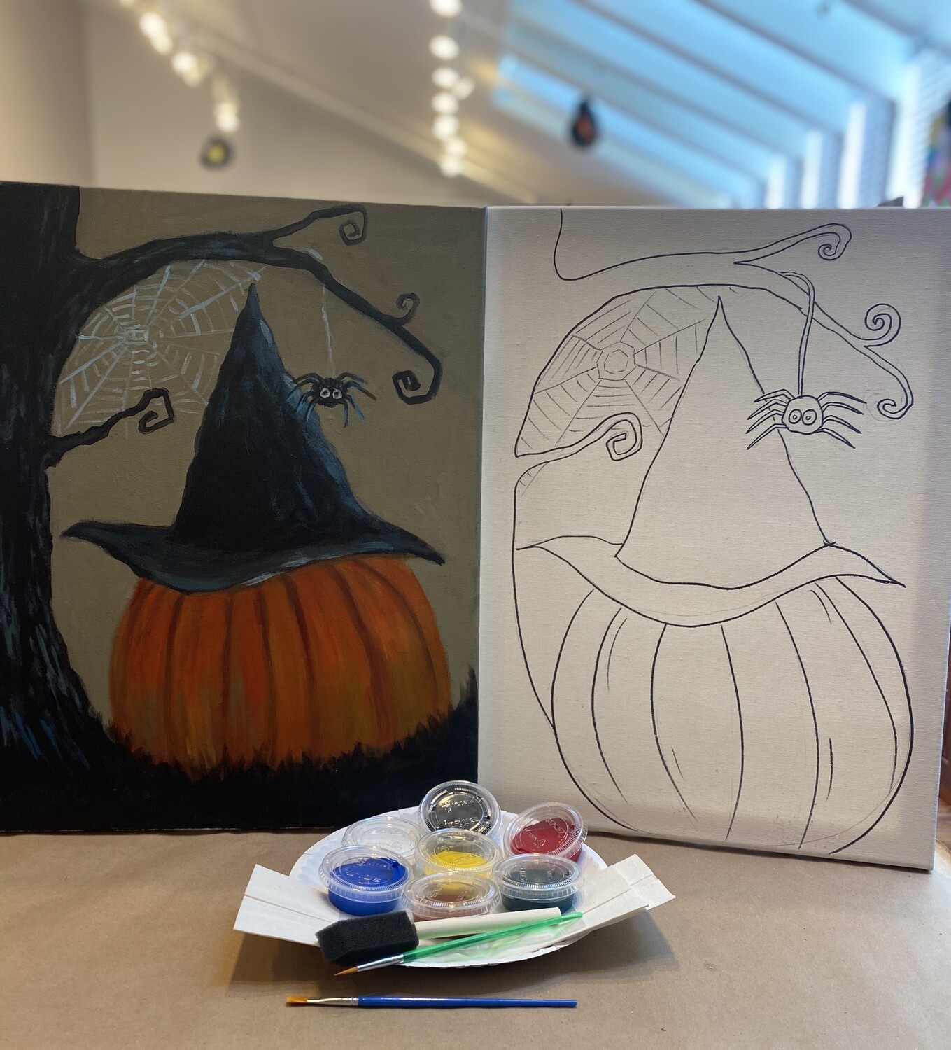 Witch Hat on Pumpkin 'At Home Art Kit' 16x20 Canvas Witch Hat on Pumpkin 'At Home Art Kit' 16x20 Canvas
