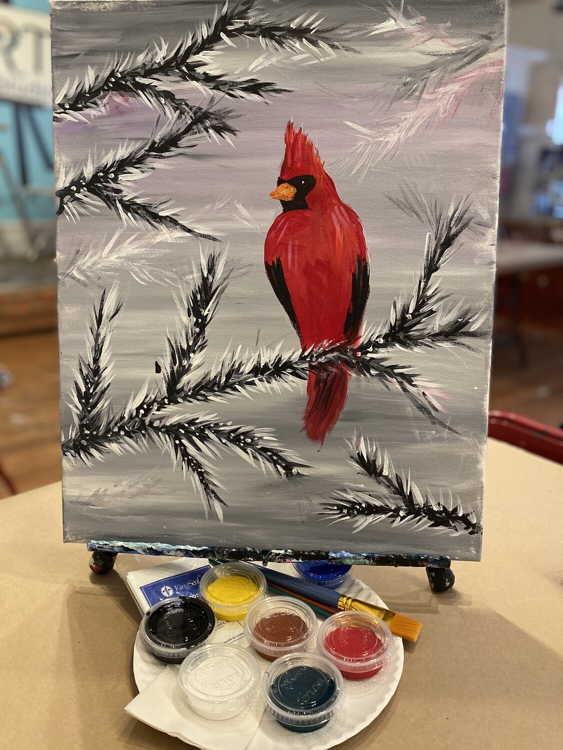 Wintery Cardinal - At Home Art Kit 16x20 Wintery Cardinal - At Home Art Kit 16x20