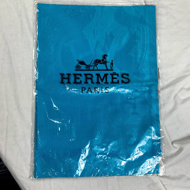 Faux Hermes blue scarf 70&quot; x 27&quot;