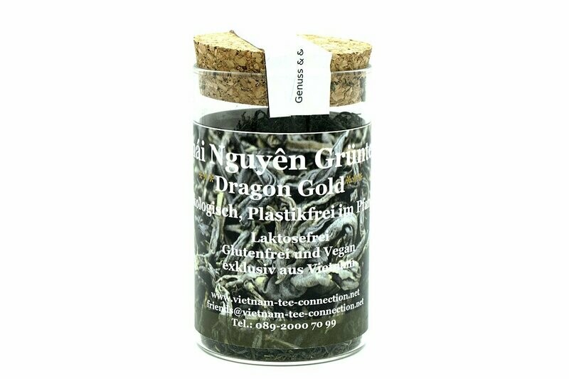 Präsentglas Thái Nguyên Grüntee Dragon Gold Präsentglas Thái Nguyên Grüntee Dragon Gold