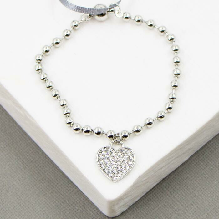 CRYSTAL HEART CHARM BRACELET WITH MAGNETIC CLASP