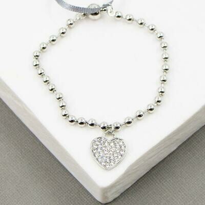CRYSTAL HEART CHARM BRACELET WITH MAGNETIC CLASP