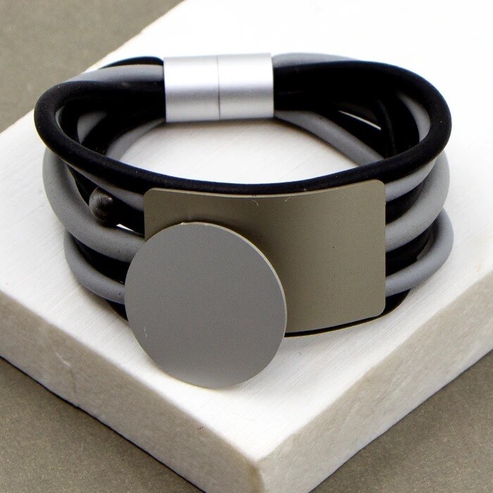 CONTEMPORARY NEOPRENE MULTI TUBE BRACELET WITH MAGNETIC CLASP