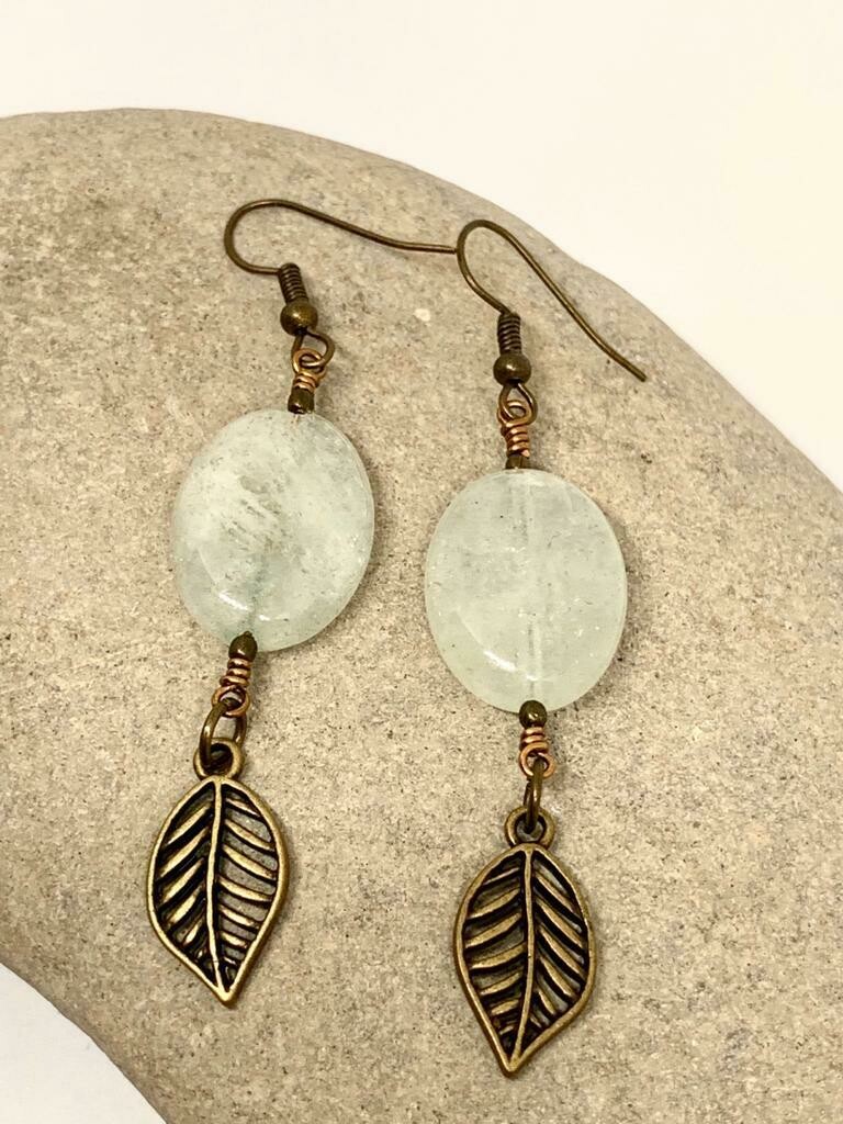 Green Adventurine Leaf Earrings