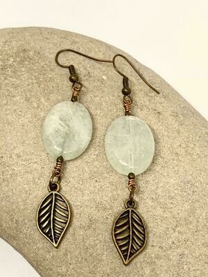 Green Adventurine Leaf Earrings