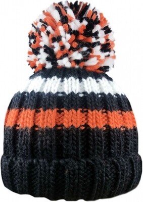 Boys Striped Chunky Knitted Ski Hat with Large Bobble by Rockjock