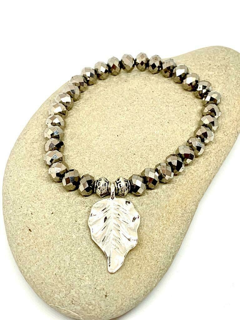 Silver Leaf charm stretch bracelet Silver Leaf charm stretch bracelet