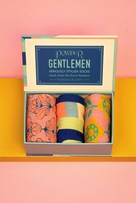 Men's Sock Gift Box - Curved Stripes Blue One Size