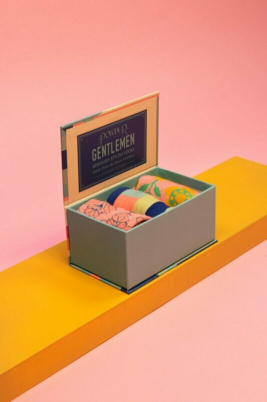 Men&#39;s Sock Gift Box - Curved Stripes Blue One Size