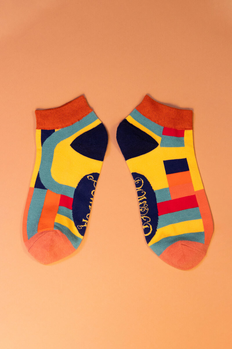 Ladies Trainer Socks Curved Stripes