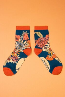 Ladies Ankle Socks Retro Meadow - Cream