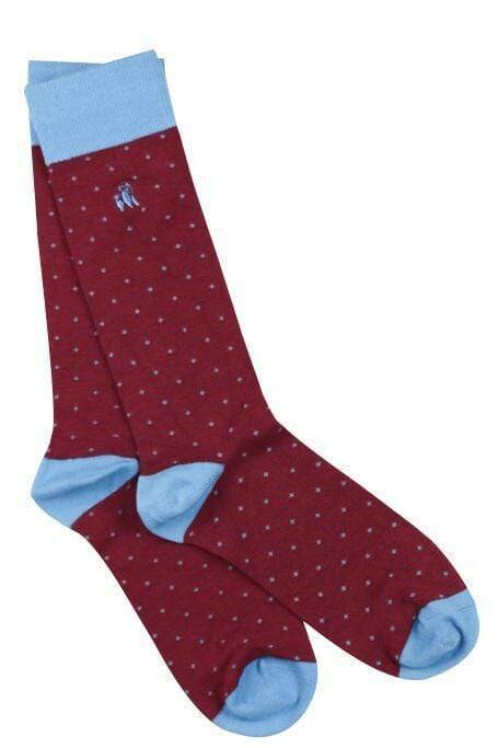 SWOLE PANDA SPOTTED BURGUNDY BAMBOO SOCKS