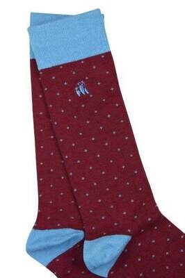 SWOLE PANDA SPOTTED BURGUNDY BAMBOO SOCKS