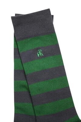 SWOLE PANDA Racing Green Striped Bamboo Socks