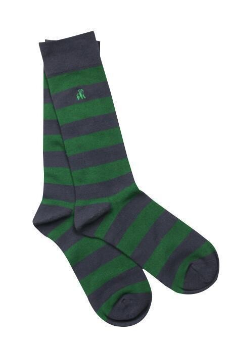 SWOLE PANDA Racing Green Striped Bamboo Socks