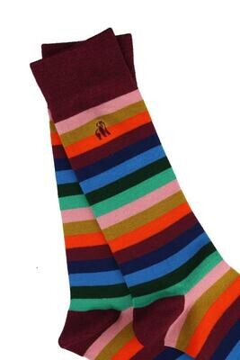 SWOLE PANDA Multi Fine Striped Bamboo Socks